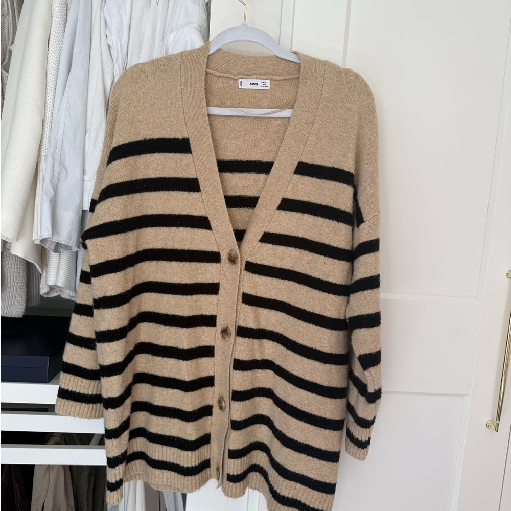 Mango Tan and Black Striped Cardigan